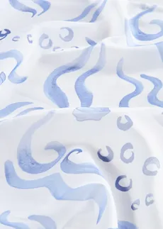 Gordijn van polyester (1 stuk), Kleur: blauw/wit