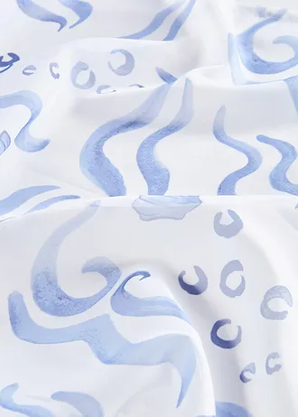 Gordijn van polyester (1 stuk), Kleur: wit-blauw