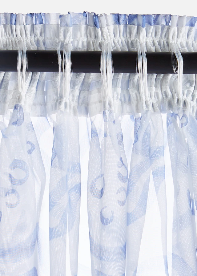 Gordijn van polyester (1 stuk), Kleur: blauw/wit