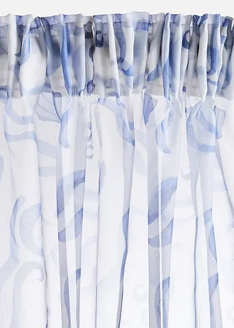 Gordijn van polyester (1 stuk), Kleur: blauw/wit