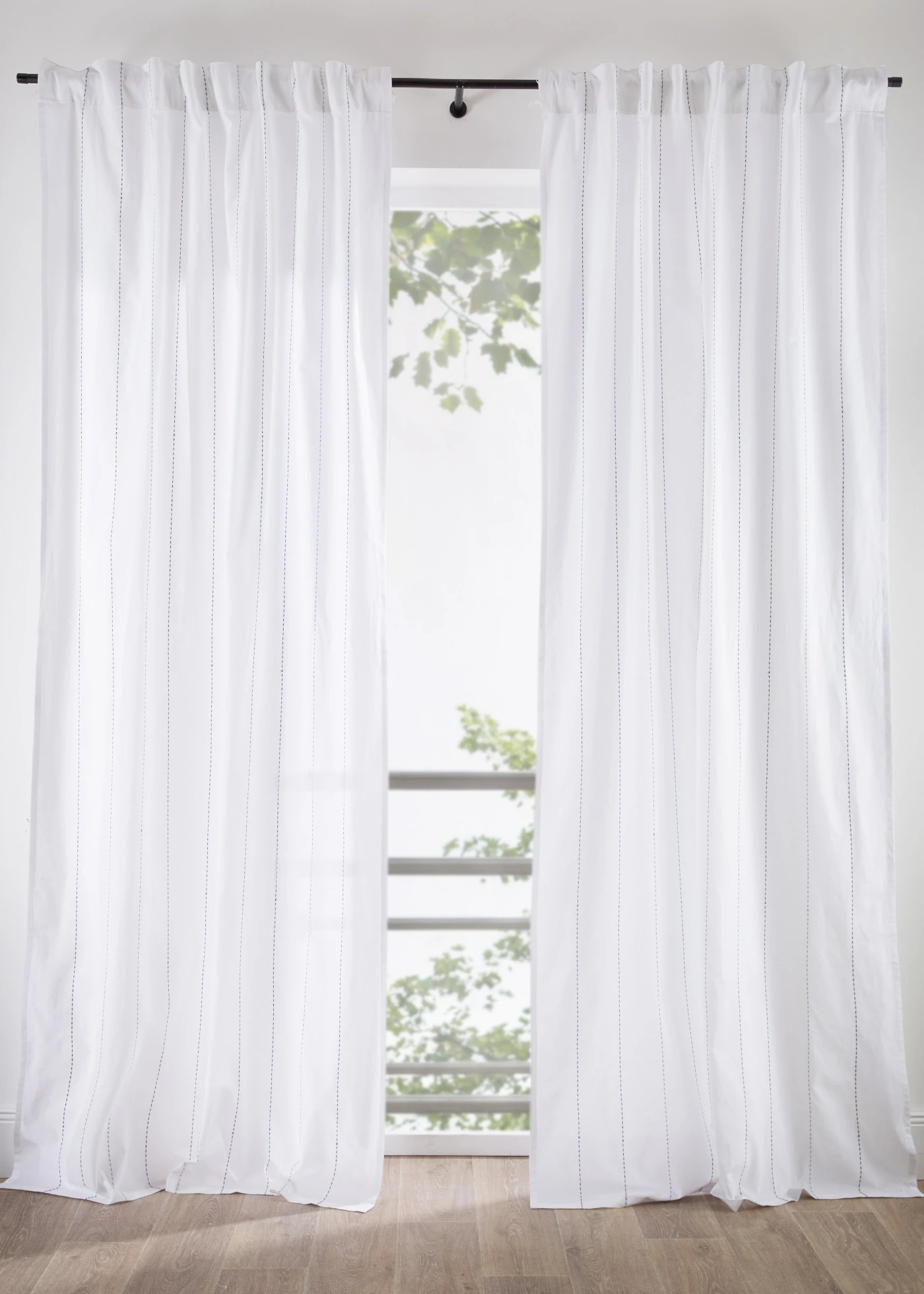 Draperie cu dungi țesute (1 buc.) • crem/albastru • magazin bonprix