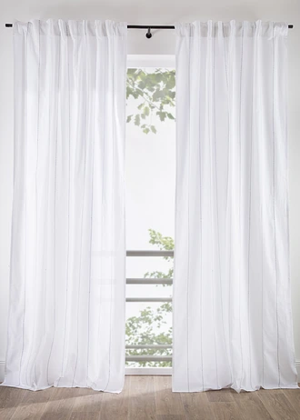 Rideau en coton à rayures tissées (1 pce) • crème-bleu • Boutique bonprix