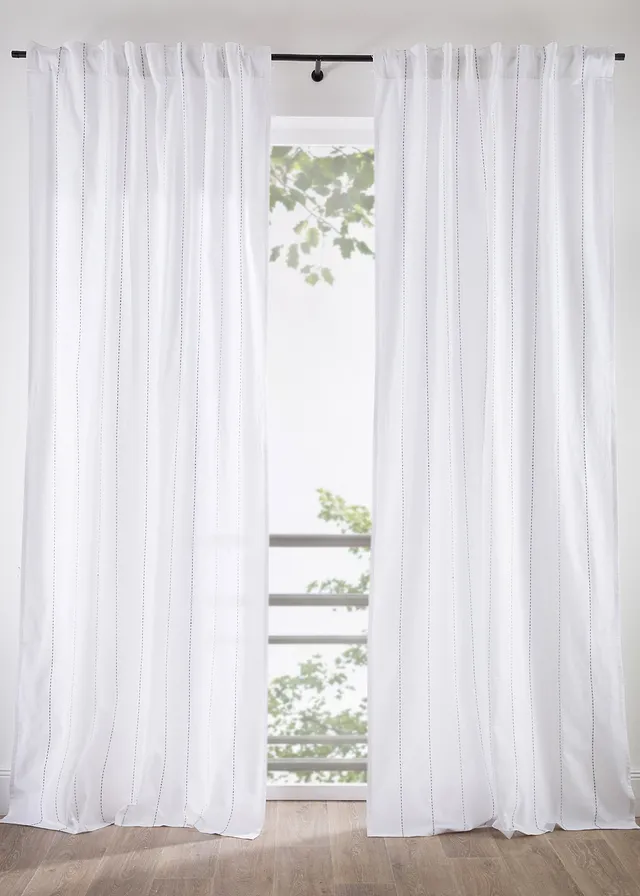 Záves s tkanými pásikmi (1 ks v balení) • krémová-modrá pozdĺž pásikovaná • obchod bonprix