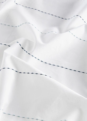 Gordijn van biologisch katoen met geweven strepen (1 stuk) • crème-blauw • bonprix online shop