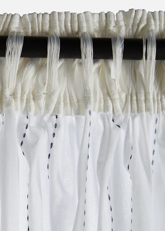 Draperie cu dungi țesute din bumbac organic (1 buc.) • crem/albastru • magazin bonprix