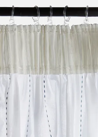 Gordijn met geweven strepen (1 stuk), Kleur: crème-blauw