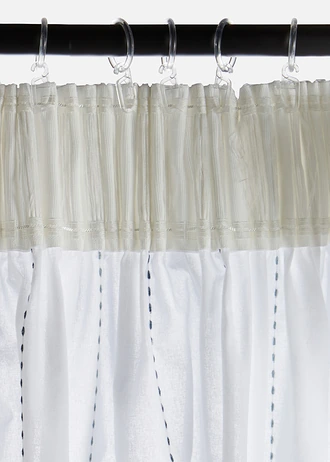 Draperie cu dungi țesute din bumbac organic (1 buc.) • crem/albastru • magazin bonprix