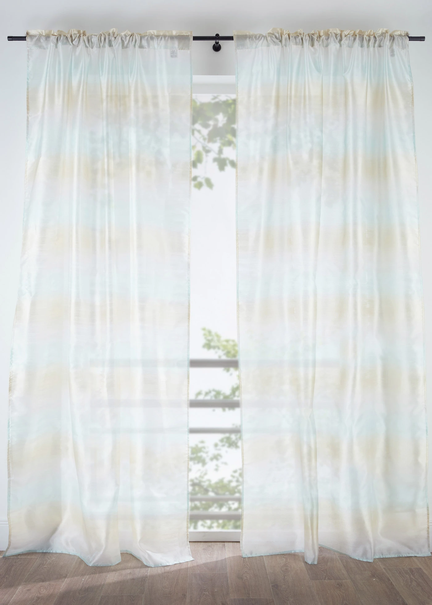 Gordijn met glanseffect (1 stuk) • beige/lichtblauw gestreept • bonprix online shop