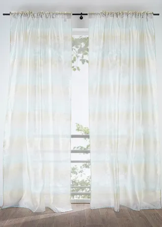 Gordijn met glanseffect (1 stuk), Kleur: beige/lichtblauw