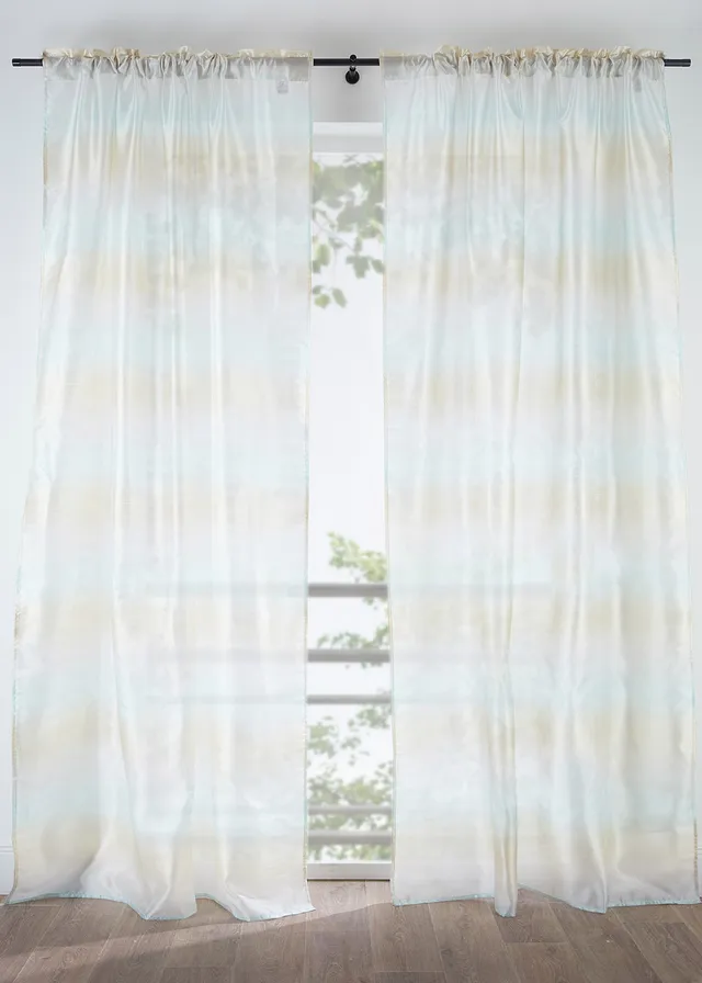 Perdea cu aspect lucios (1 buc.) • bej/bleu dungat • magazin bonprix