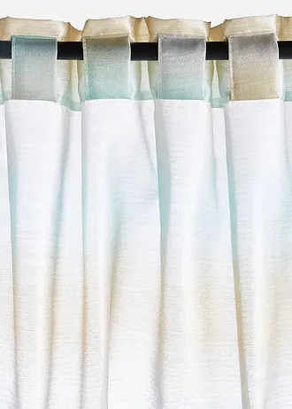 Gordijn met glanseffect (1 stuk), Kleur: beige/lichtblauw gestreept