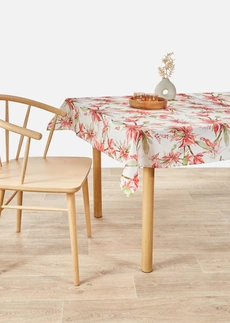 Tafelkleed met bloemenprint, waterafstotend, Kleur: fuchsia-groen-wit