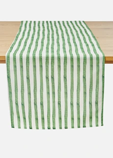 Față de masă îngustă, cu dungi, impermeabilă • verde de mai/alb • magazin bonprix