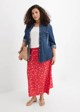 Jupe en jersey coton, Couleur: fraise floral