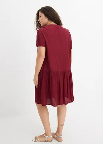 Robe-tunique en viscose fluide, Couleur: rouge rubis