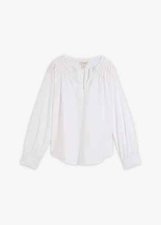 Tunika z domieszką jedwabiu, kolor: biały