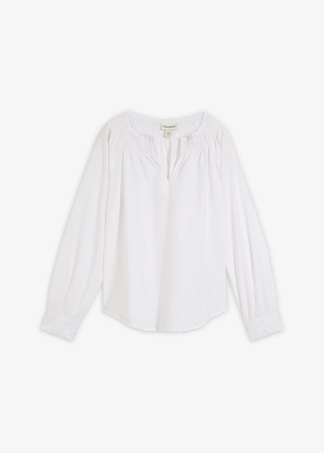 Tunika z domieszką jedwabiu • biały • sklep bonprix