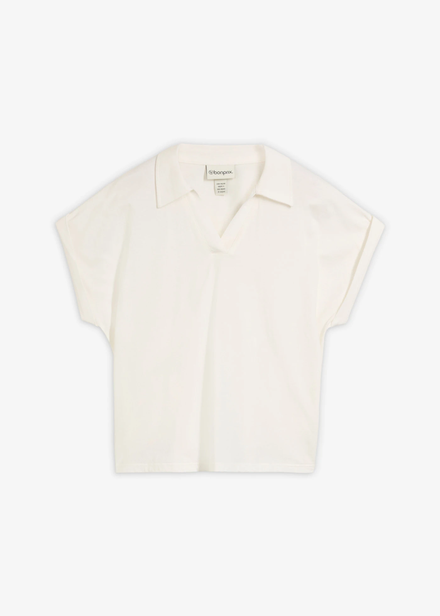 Wijd poloshirt met zijde • wolwit • bonprix online shop