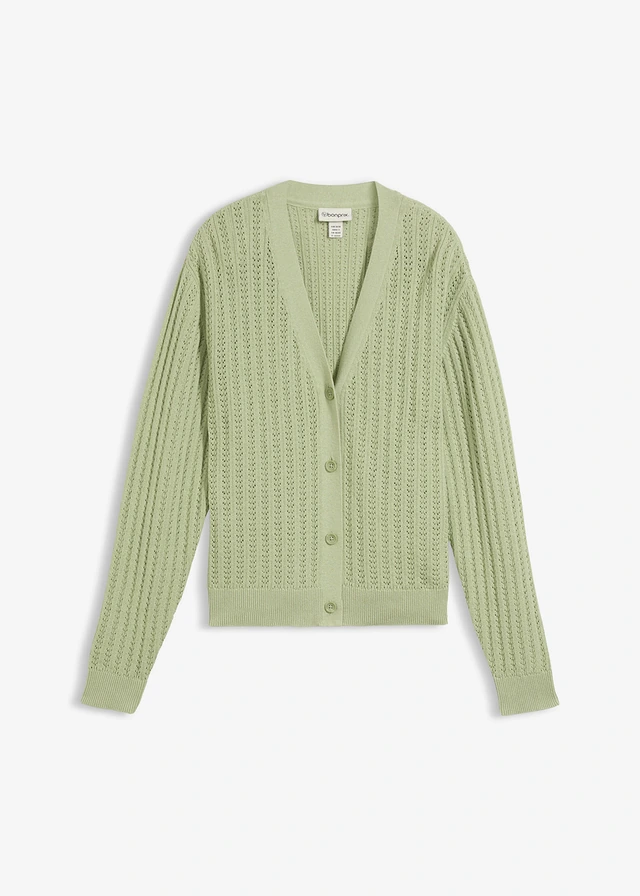 Gilet en maille ajourée avec lin, Couleur: vert pâle