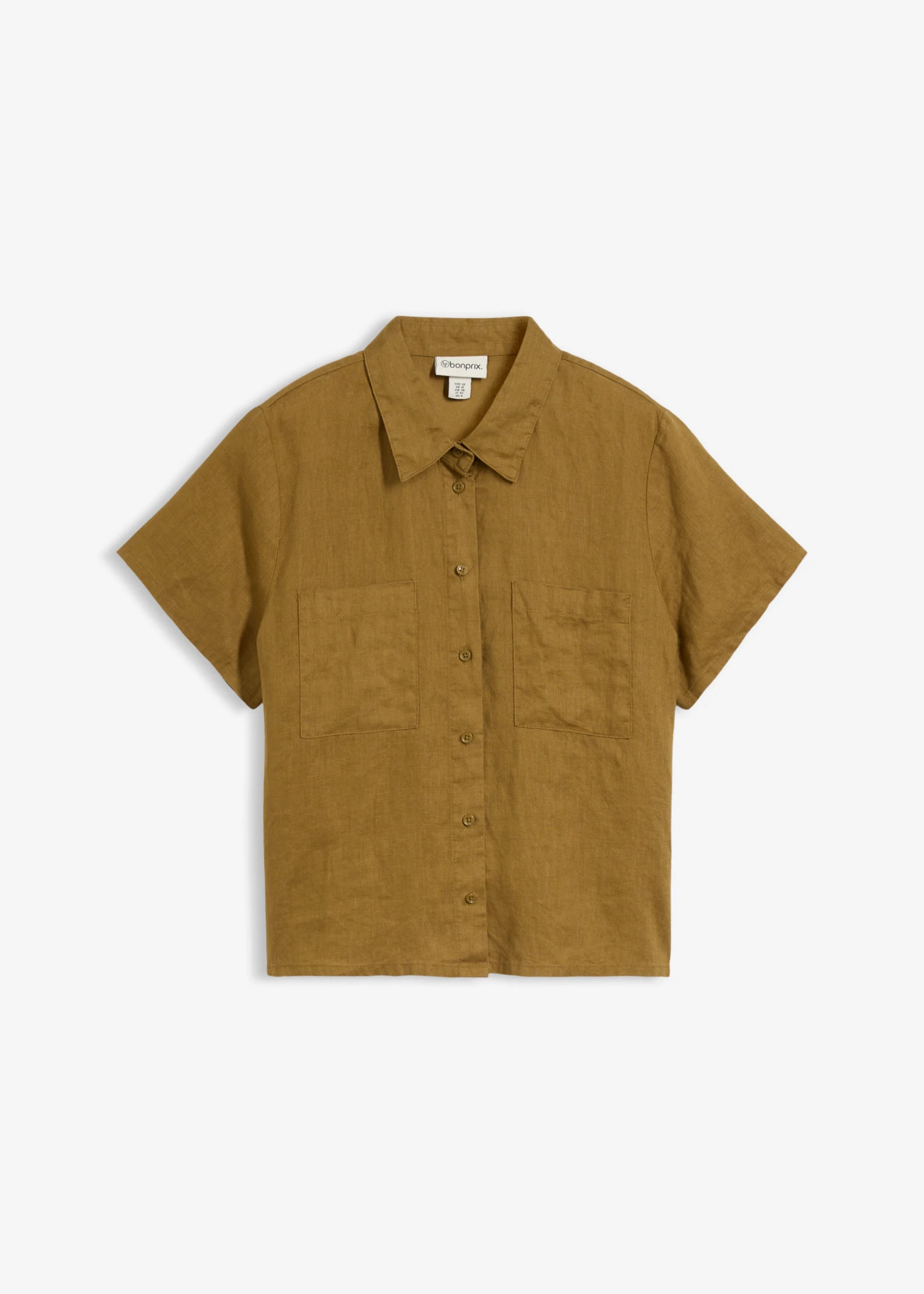 Chemisier manches courtes 100% lin • vert nature • Boutique bonprix