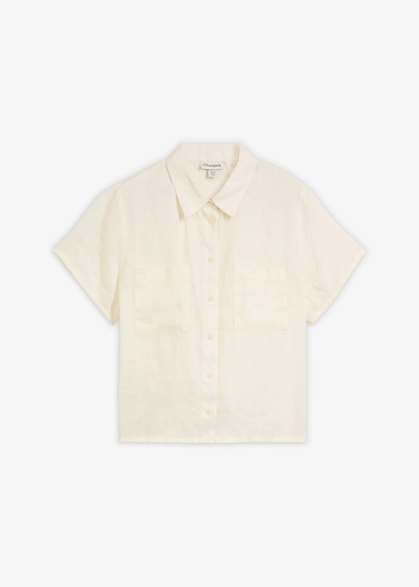 Wijde blouse met korte mouwen van puur linnen • wolwit • bonprix online shop