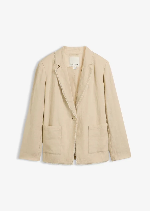 Blazer van puur linnen • lichtsand • bonprix online shop