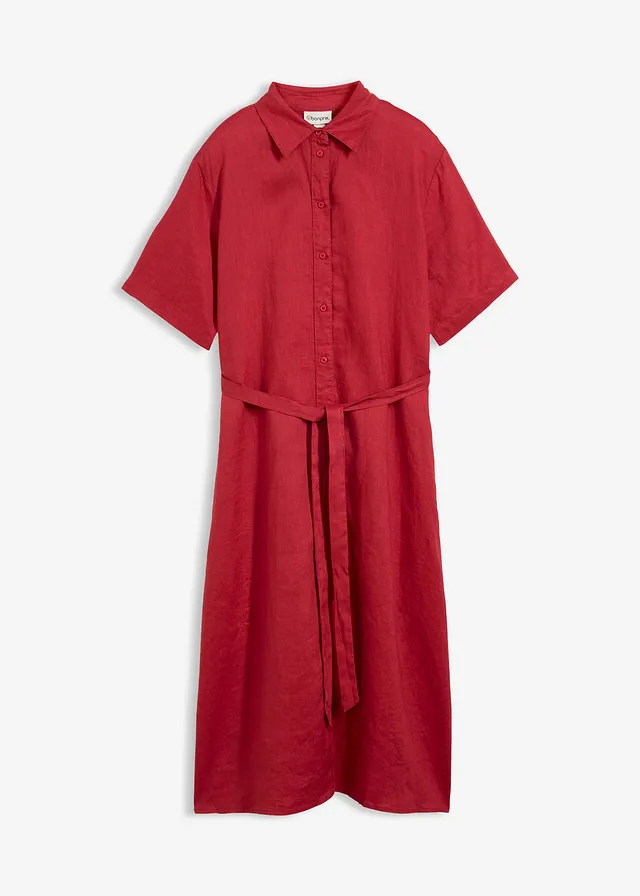 Rochie-bluză 100% din in • roșu-cireașă • magazin bonprix