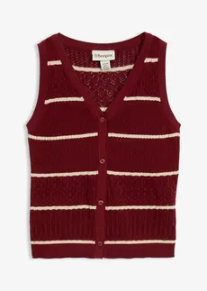 Ajour spencer met linnen • robijnrood/lichtsand • bonprix online shop