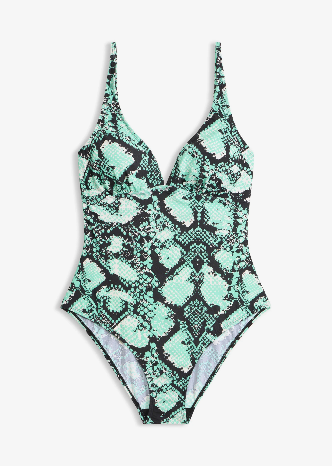 Maillot sculptant maintien léger, bretelles réglables • vert menthe-noir python • Boutique bonprix