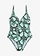 Maillot sculptant maintien léger, bretelles réglables, Couleur: vert menthe-noir python