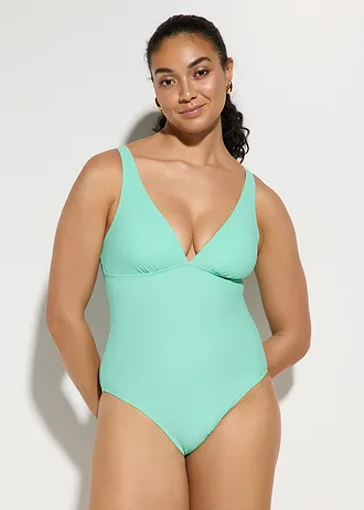 Maillot 1 pièce sculptant à décolleté plongeant, maintien modéré • vert menthol • Boutique bonprix
