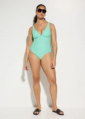 Maillot 1 pièce sculptant à décolleté plongeant, maintien modéré • vert menthol • Boutique bonprix