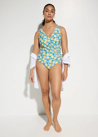 Medium corrigerend badpak in wikkellook • lichtblauw met print • bonprix online shop