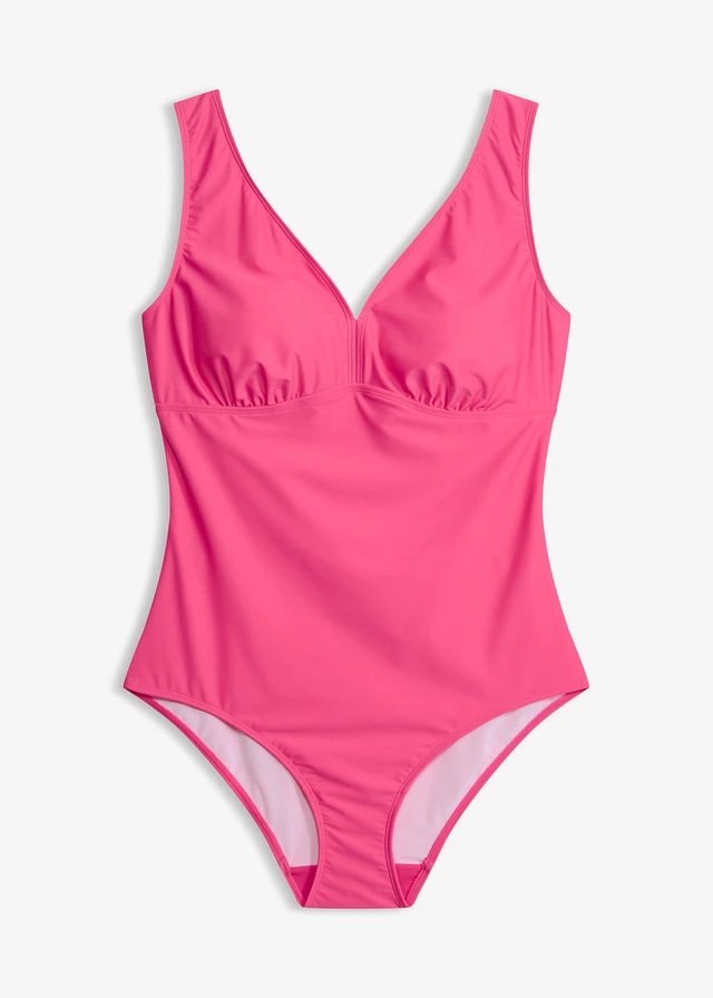 Alakformáló fürdőruha közepes formáló hatással és V-nyakkivágással • pink • bonprix áruház
