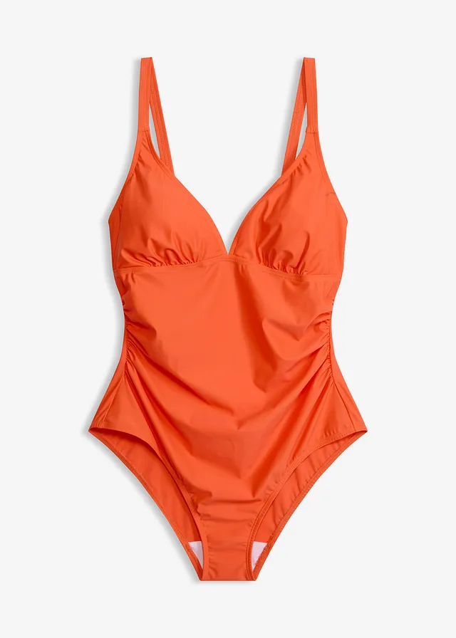 Maillot 1 pièce sculptant à encolure V, maintien léger • corail • Boutique bonprix