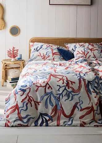 Parure de lit en linon • bleu-rouge • Boutique bonprix