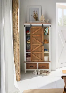 Zasłona z tkanymi pasami (1 szt.) • kremowo-niebieski • sklep bonprix