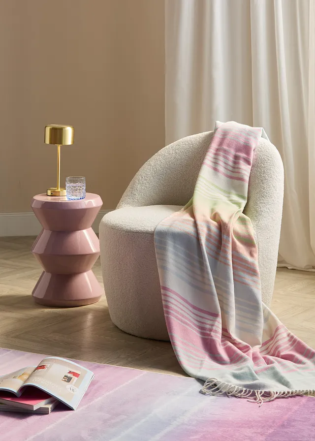 Knuffeldeken gestreept, Kleur: roze-lichtblauw