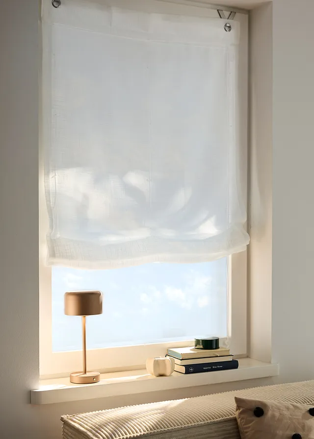 Store bateau aspect lin, Couleur: blanc