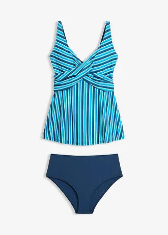 Tankini in wikkellook (2-dlg. set), Kleur: diepblauw gestreept