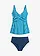 Costum de baie tankini cu aspect petrecut (set/2 piese), culoare: albastru profund cu dungi