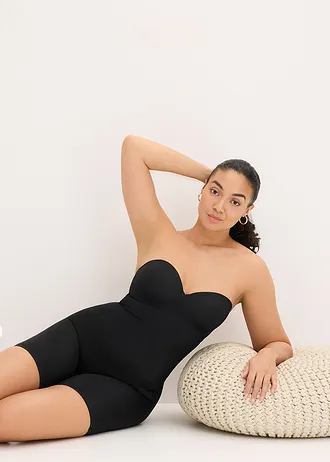 Body cu efect modelator ușor și bretele detașabile • negru • magazin bonprix