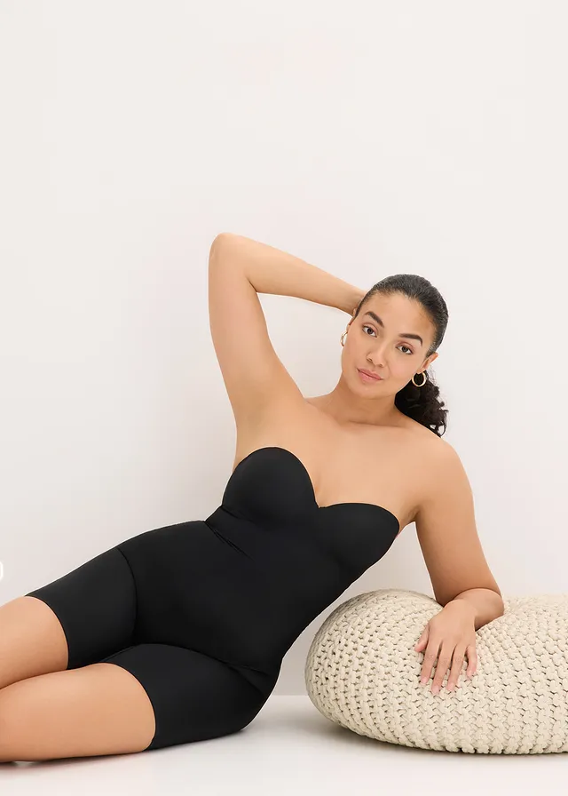 Body cu efect modelator ușor și bretele detașabile • negru • magazin bonprix
