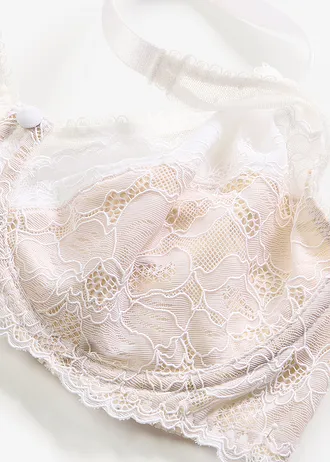 Soutien-gorge minimiseur avec dentelle • blanc-marron clair • Boutique bonprix