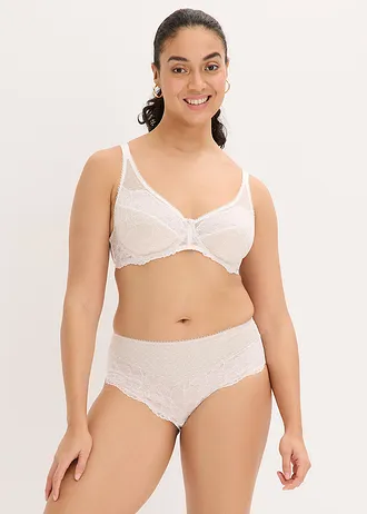Maxislip met sierlijk kant • wit-lichtbruin • bonprix online shop