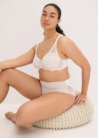 Slip maxi avec dentelle • blanc-marron clair • Boutique bonprix