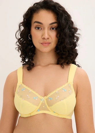 Soutien-gorge minimiseur à bretelles rembourrées • jaune clair floral • Boutique bonprix