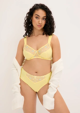 Sutien minimizer cu bretele vătuite • galben deschis înflorat • magazin bonprix