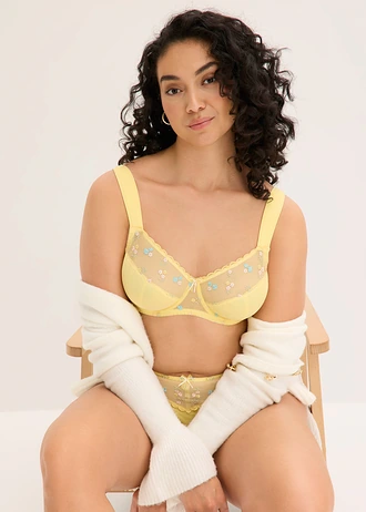 Soutien-gorge minimiseur à bretelles rembourrées • jaune clair floral • Boutique bonprix