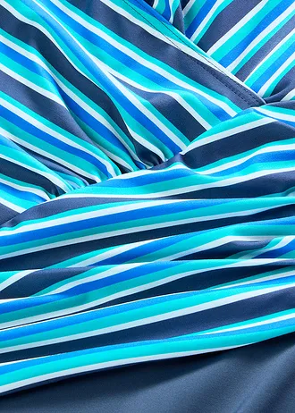 Stahovací jednodílné plavky se zavinovacím efektem, střední tvarující efekt • hlubinná modrá s proužky • bonprix obchod